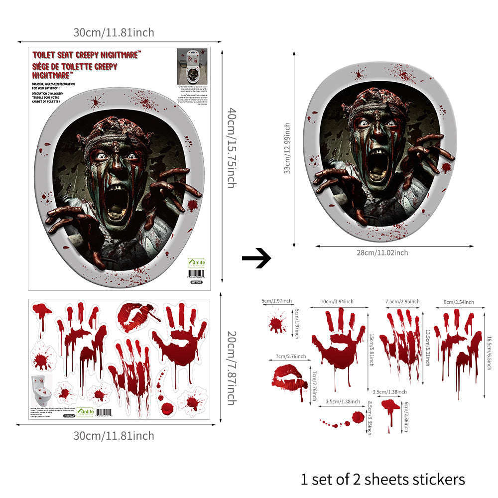 Theme Restaurant Halloween Series Midnight Return To The Soul Toilet Horror Toilet Sticker
