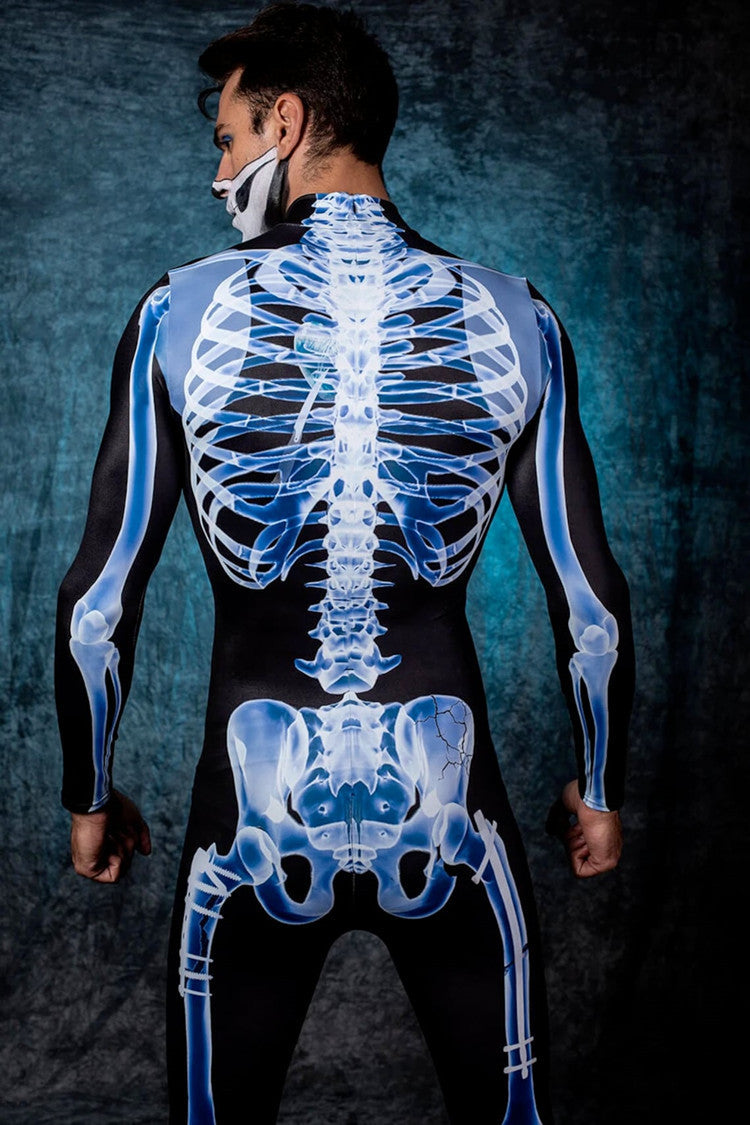 Men's Halloween 3d Horror Skull Frame Printing One-piece Evening Party
