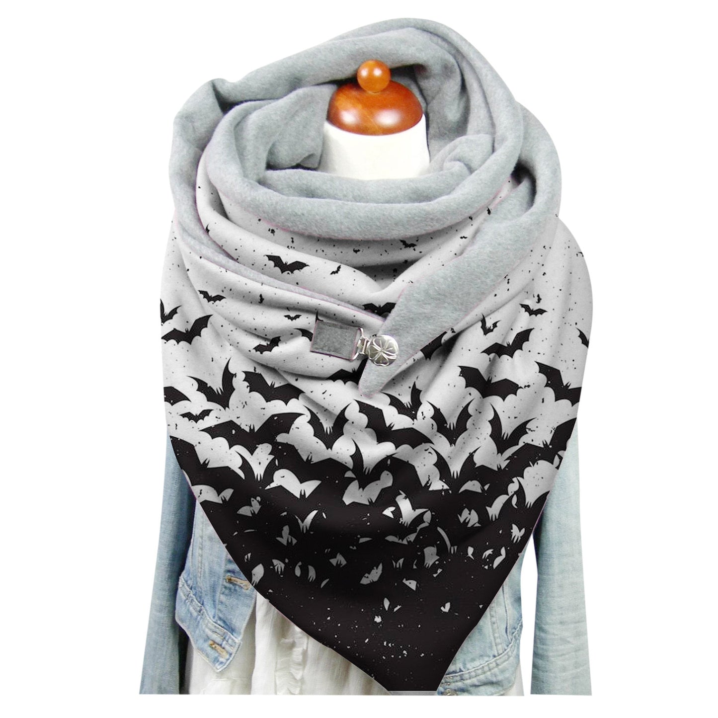 Female Plush Skull Print Long Halloween Button Bib