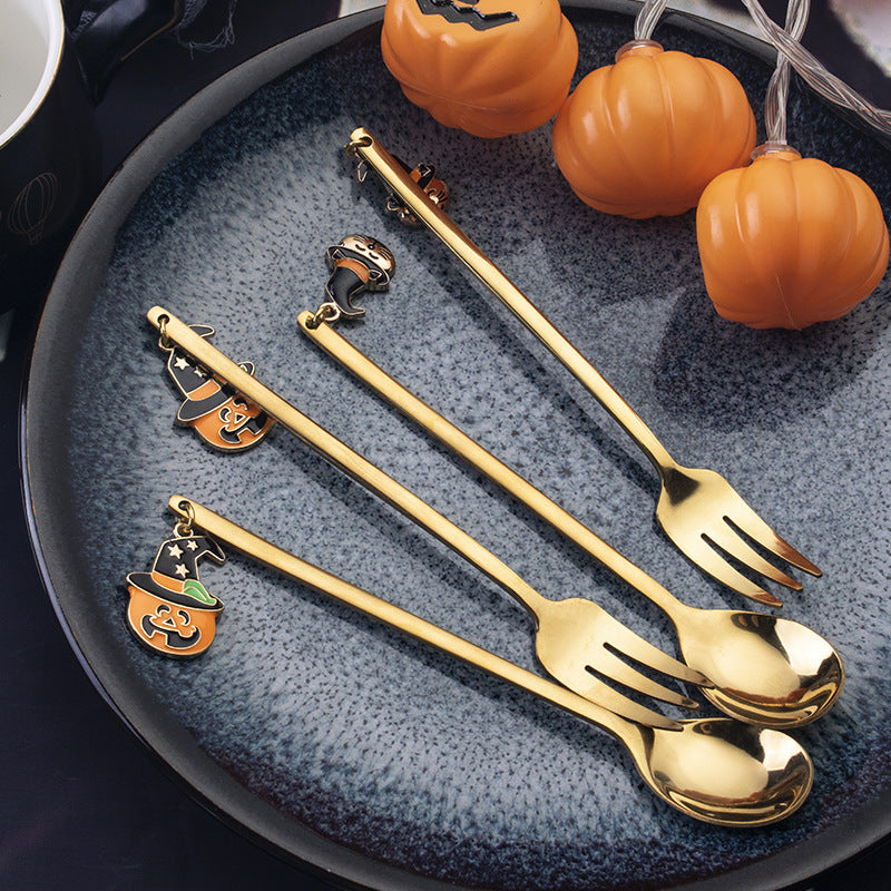 Halloween Style Pendant Stainless Steel Coffee Creative Pumpkin Spoon