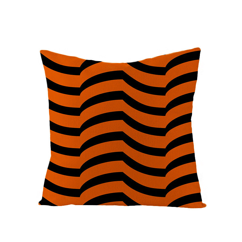 Home Halloween Pumpkin Linen Pillow Cover