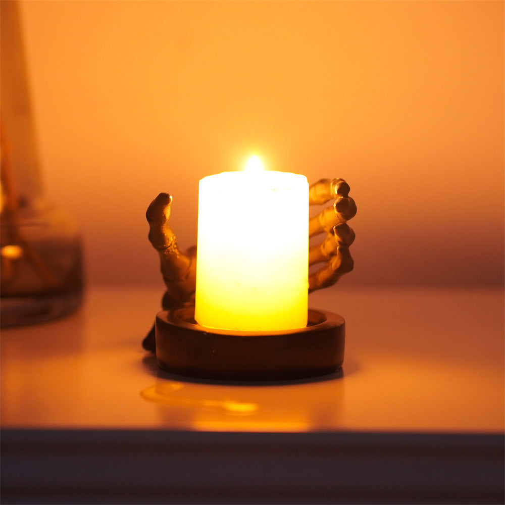 Skull Hand Guard Candlestick Base Halloween Furnishings Jewelry Storage Tray