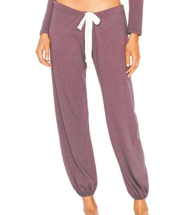 Women's Cotton Skin-friendly Lace-up Waist Ankle Banded Pants