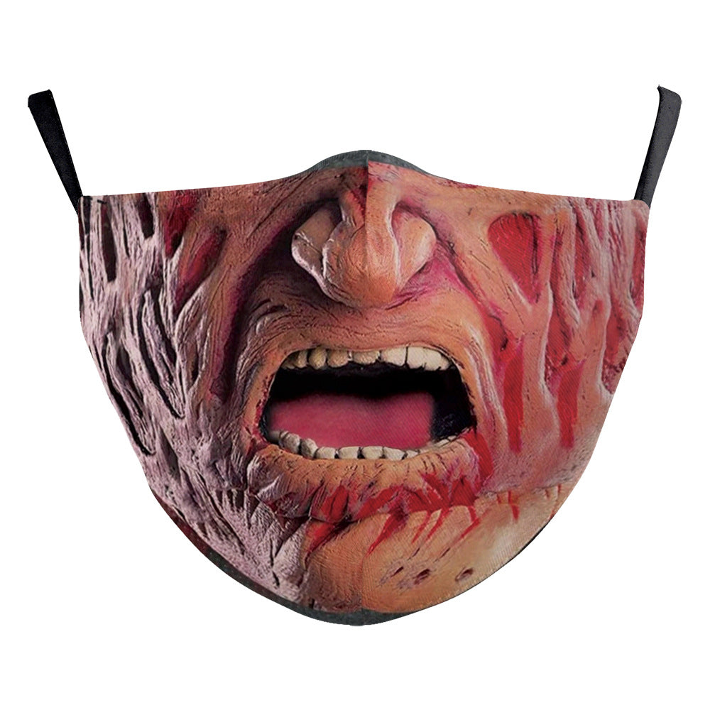 3D Halloween horror style digital printing dustproof protective mask