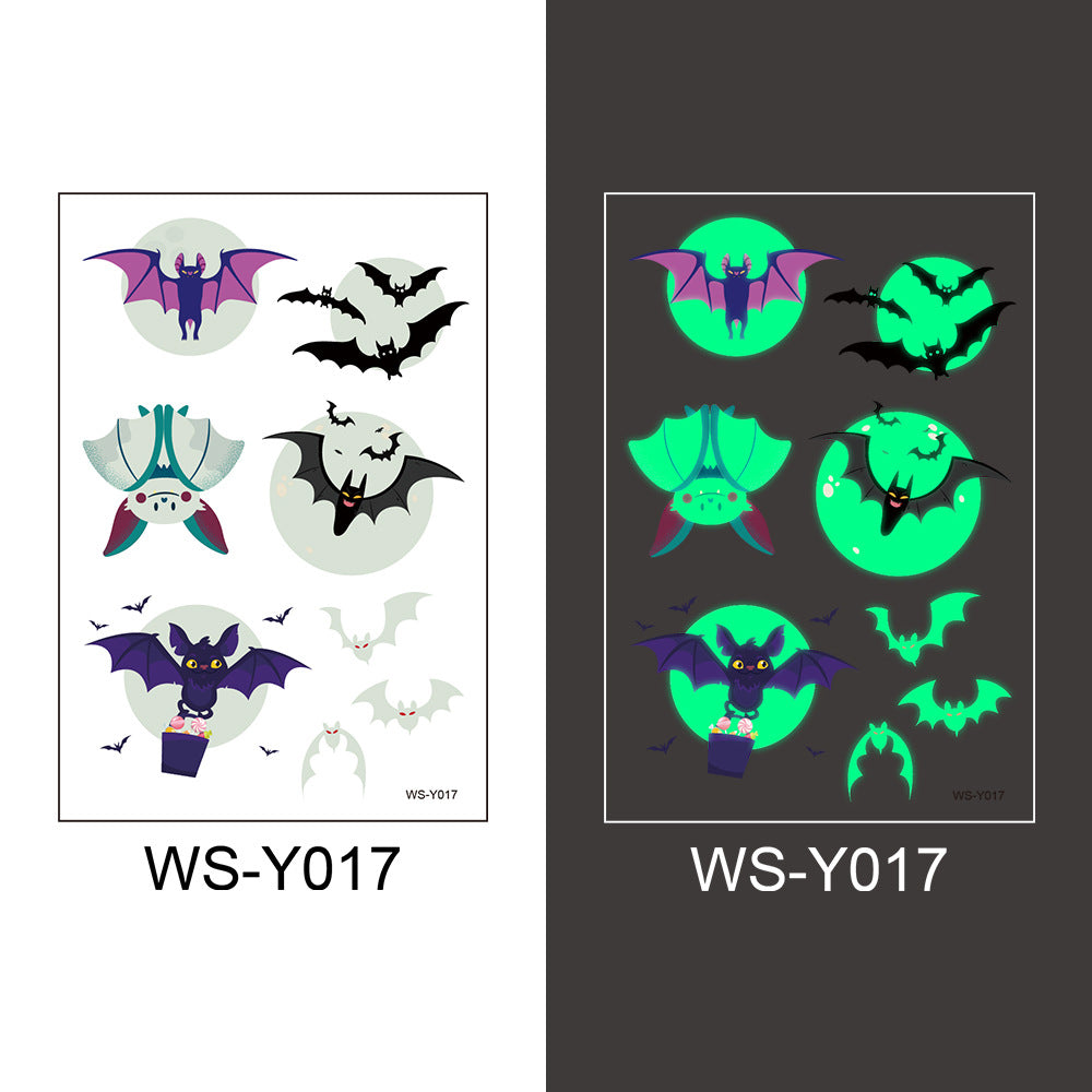 Halloween Glowing Bats Tattoo Stickers Fake Tattoos Paste on Face Arm Leg for Kids Body Art Sticker