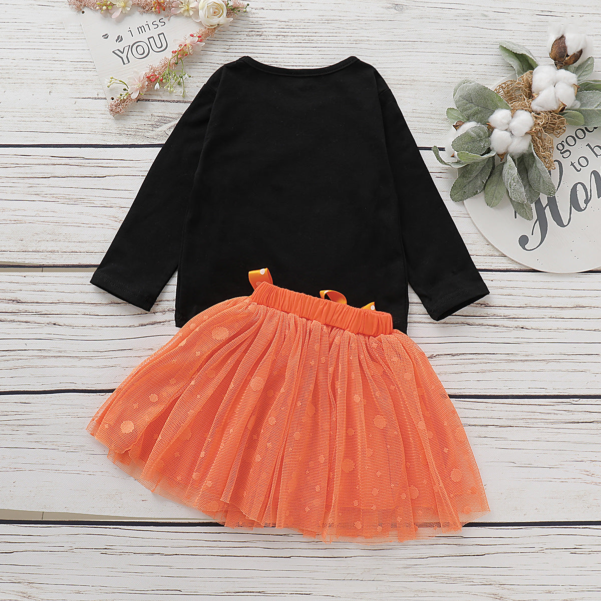 Fashion Children's Cat Pattern Halloween Two-Piece Set