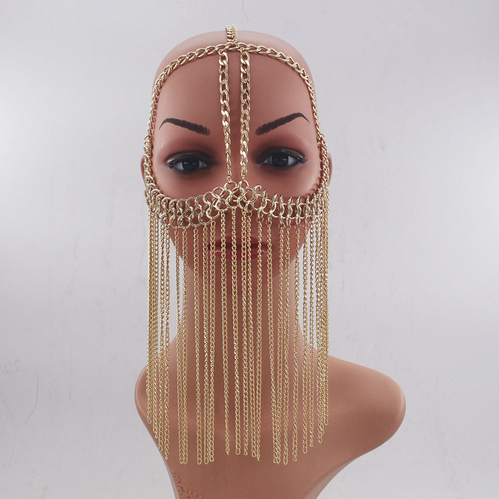 New Design Fashion Sexy Long Tassel Head Chain Halloween Headgear Mask Chain Head Chain