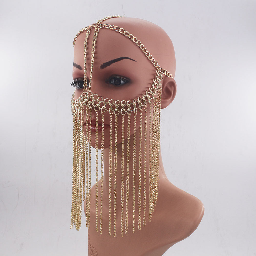 New Design Fashion Sexy Long Tassel Head Chain Halloween Headgear Mask Chain Head Chain