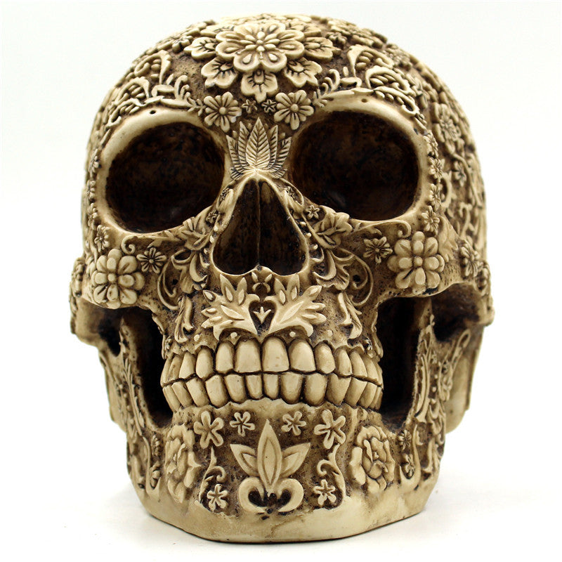 Flower Skull Skull Resin Ornaments Halloween Spoof Props Foreign Trade Europe And America Horror Retro Face Ornaments