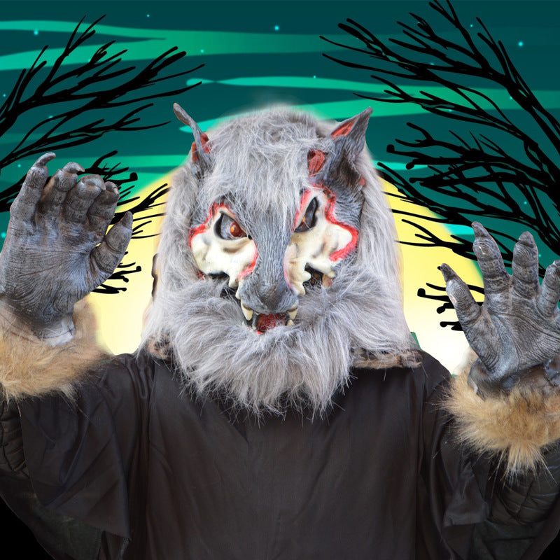 A Wolf mask on a Halloween stage