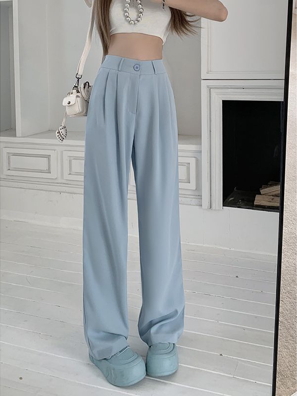 Straight High Waist Slimming Loose And Simple Casual Pants
