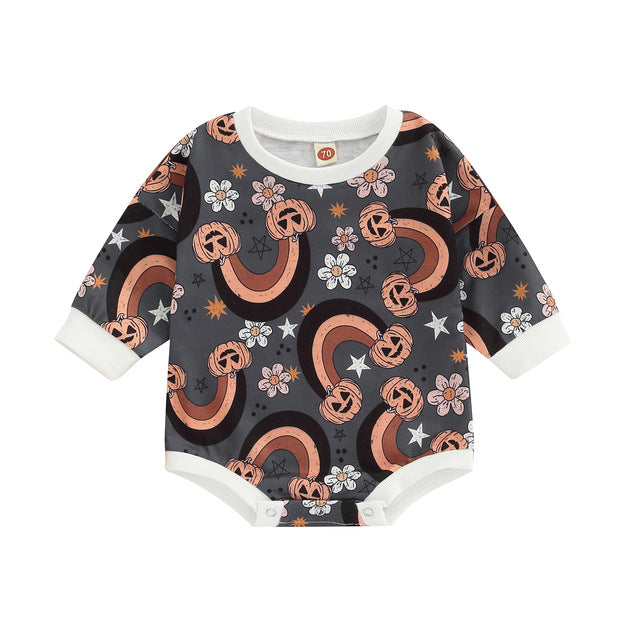 Baby Halloween Pumpkin Print Romper