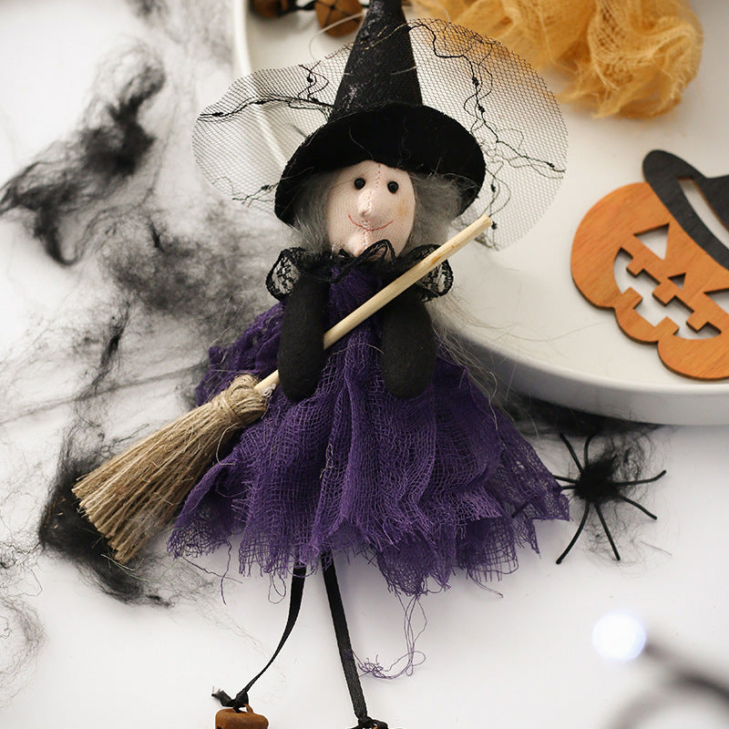 Halloween Decoration Broom Witch Doll Pendant