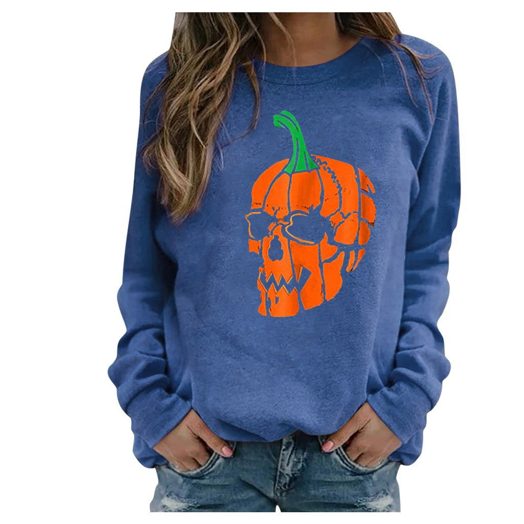 Halloween Printed Casual Loose Pullover Long Sleeve