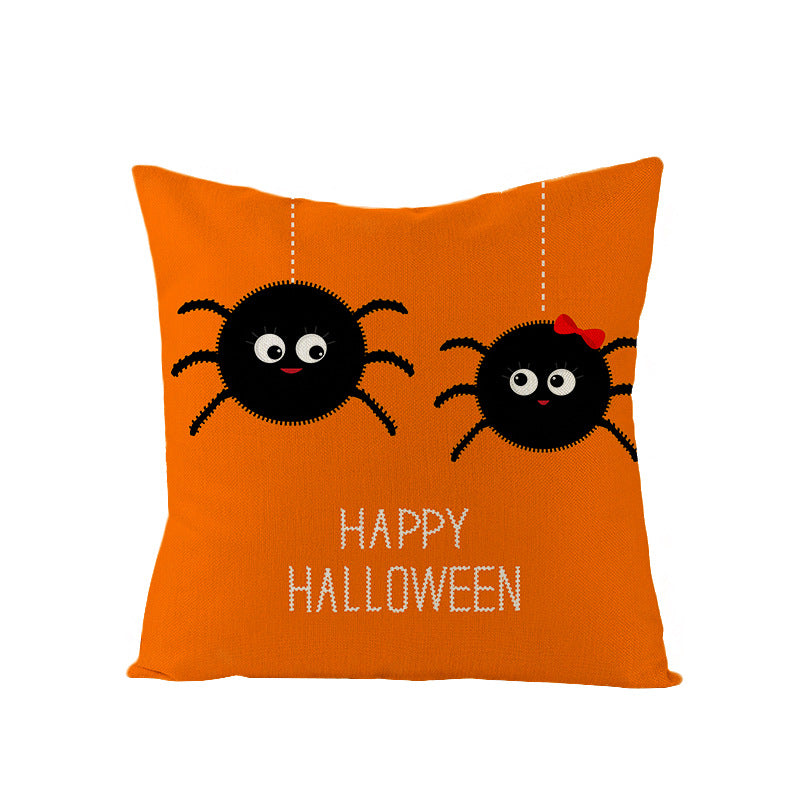 Home Halloween Pumpkin Linen Pillow Cover