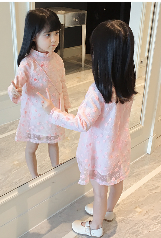 Girls long-sleeved cheongsam dress costumes
