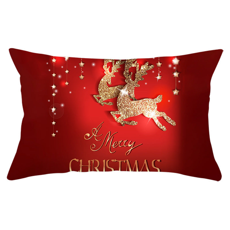 Christmas peach leather pillowcase