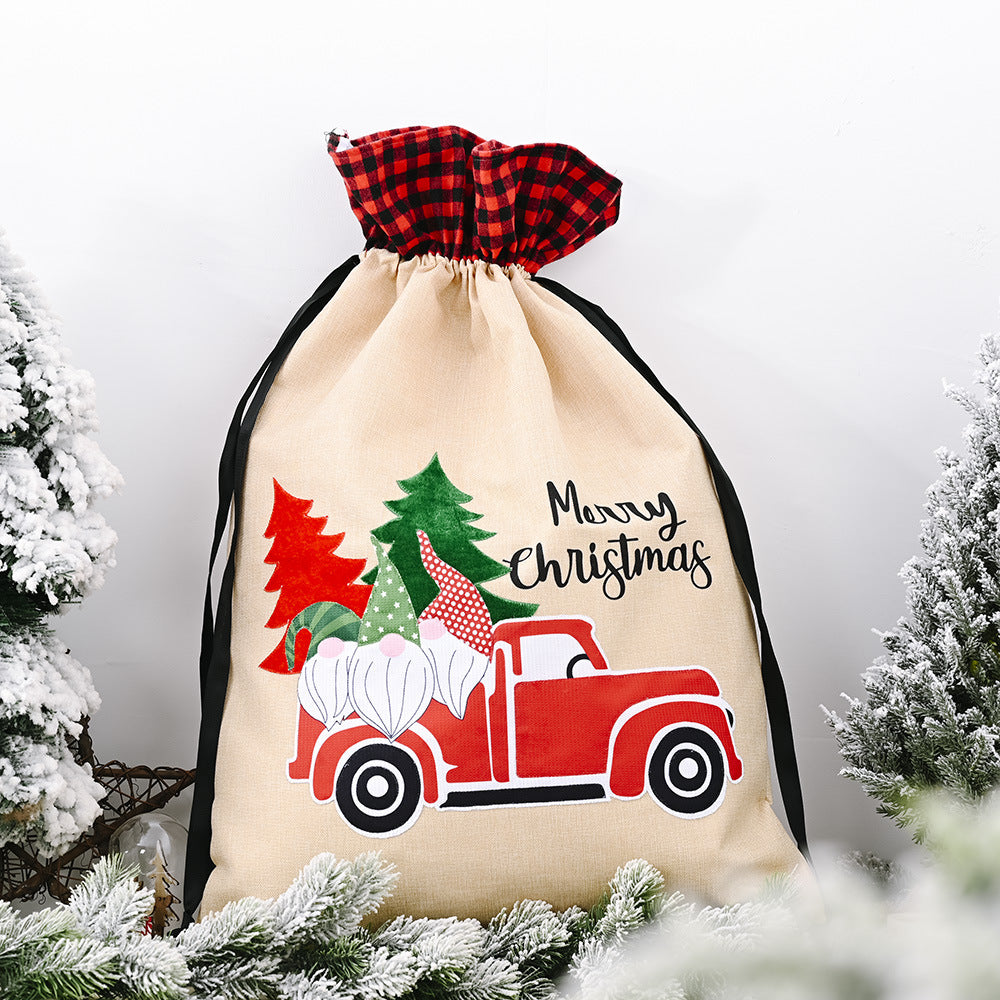 Christmas ornament forest old man car gift bag