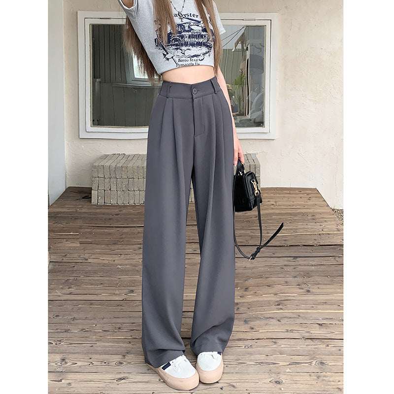 Straight High Waist Slimming Loose And Simple Casual Pants