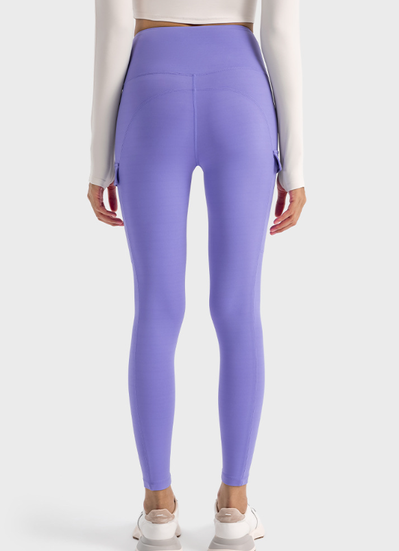 Side Pocket High Waist Yoga Pants Women's Overalls Style Personality Peach Exercise Workout Pants