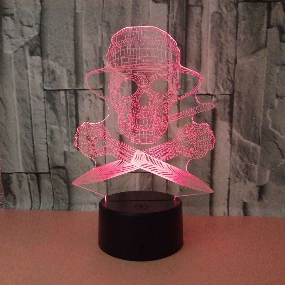 3D LED Color Night Light Changing Lamp Halloween Skull Light Acrylic 3D Hologram Illusion Desk Lamp For Kids Gift Dropship