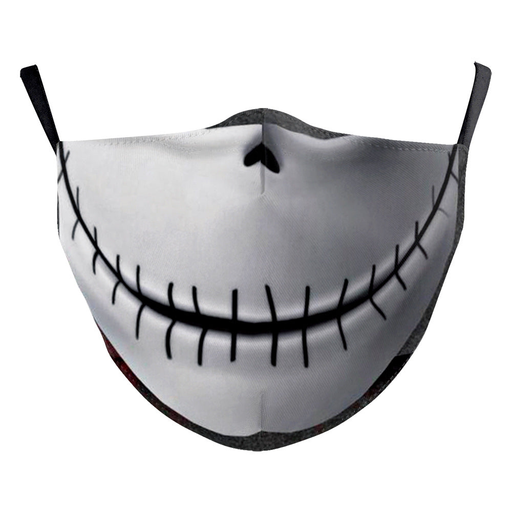 3D Halloween horror style digital printing dustproof protective mask