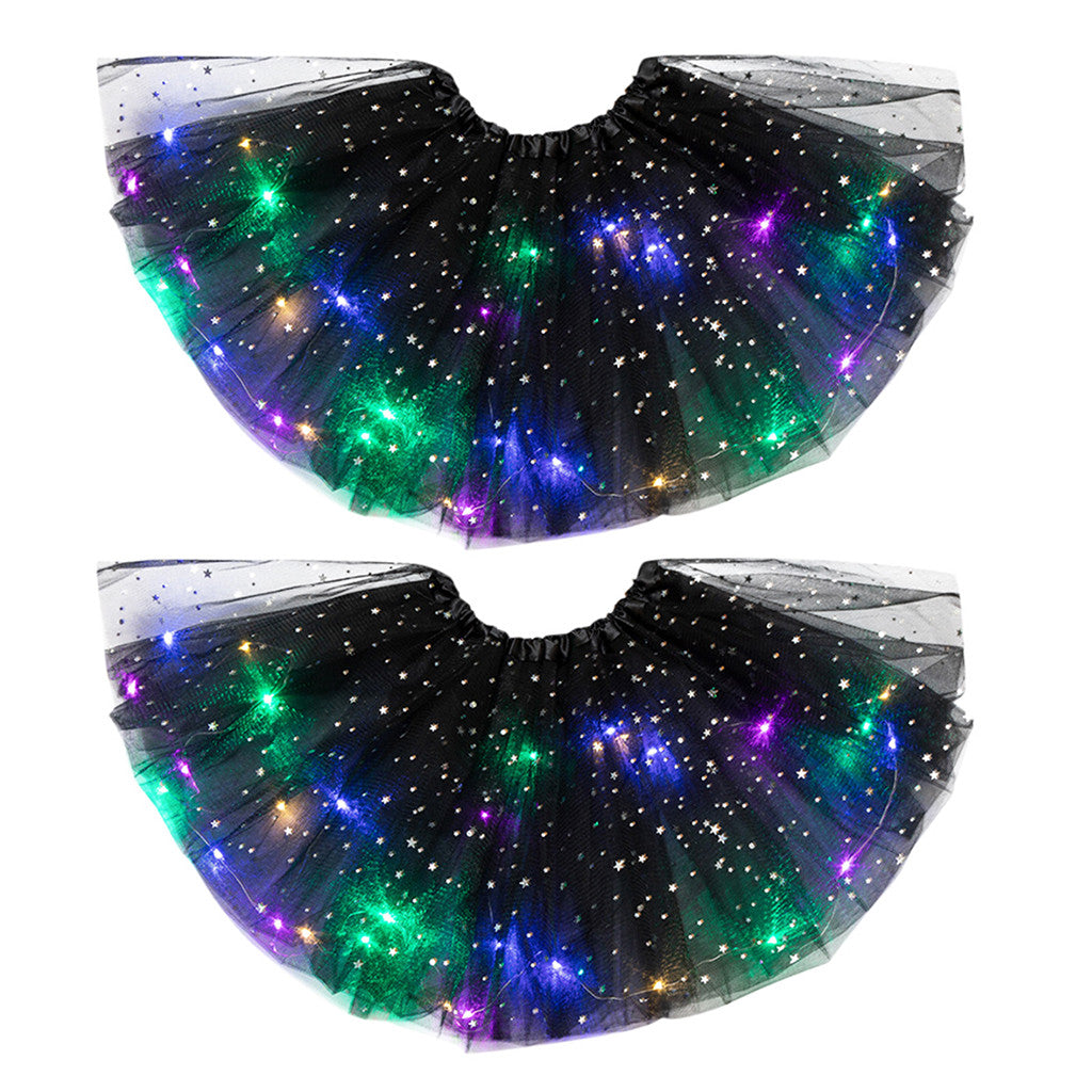 Magical & Luminous LED Princess Halloween Tutu Skirt Sequins Shiny Skirt