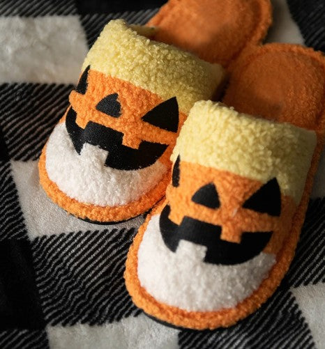 Candy Corn Jack O Lantern Slippers Halloween Corn Jack-o'-lantern Slippers