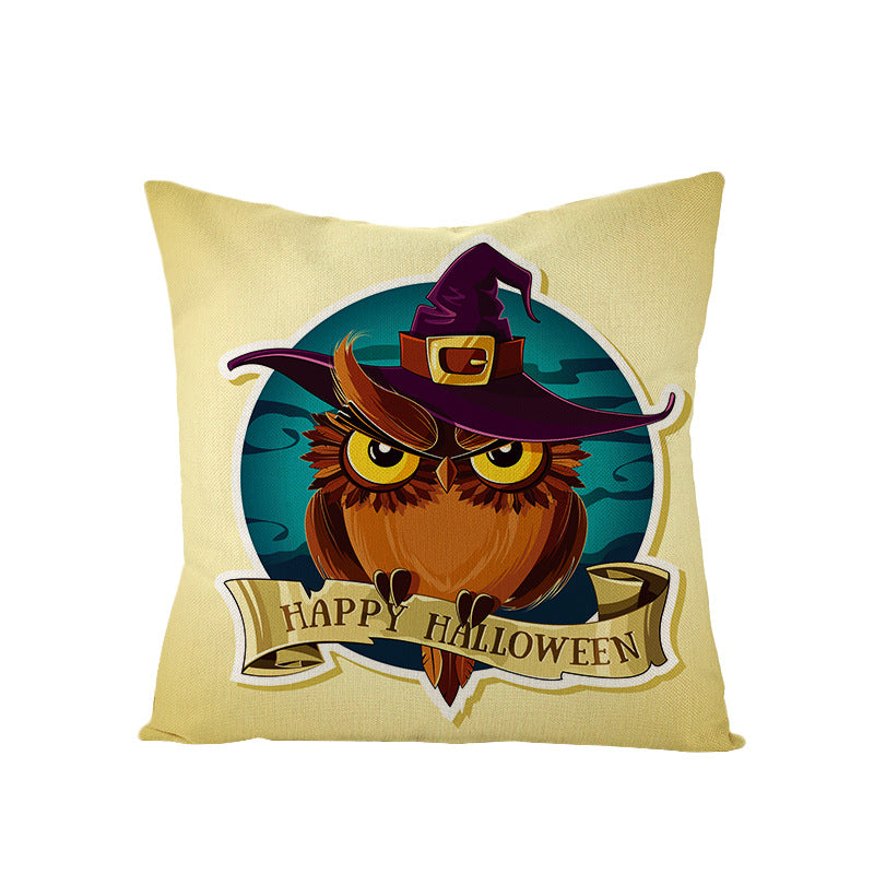 Home Halloween Pumpkin Linen Pillow Cover