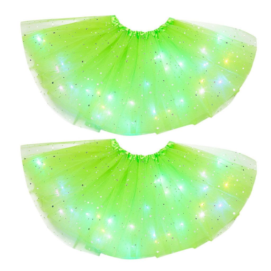 Magical & Luminous LED Princess Halloween Tutu Skirt Sequins Shiny Skirt