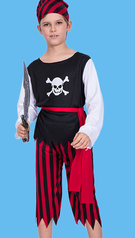 Halloween Cosplay Pirate Skull Boy Costume