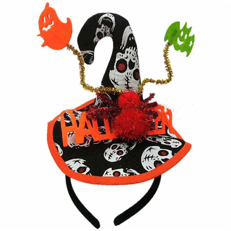 Halloween Letter Spider Witch Hat Headband Masquerade Atmosphere Props Bat Ghost Hair Accessories
