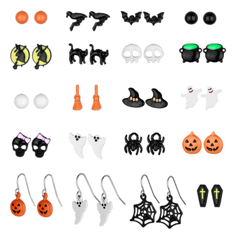 Contrasting Color Trend Fashion Earrings Simple And Funny Halloween