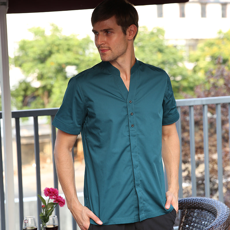 V-neck Short Sleeve Shirt Hotel Long Sleeve Shirt Workwear