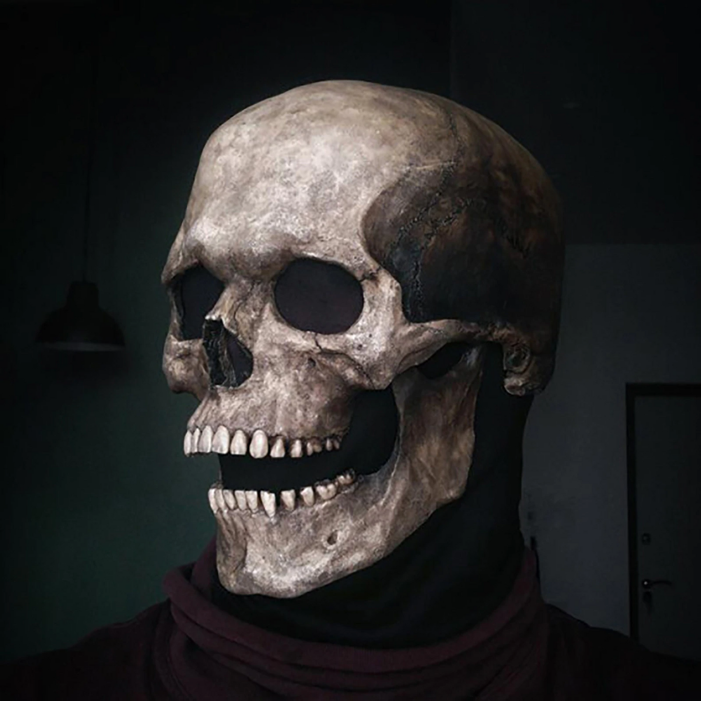 Halloween Movable Mouth Skull Mask Helmet Mouth Movable Skull Full Head Skull Mask