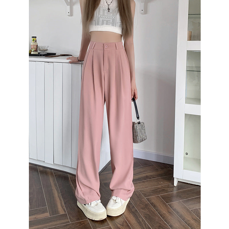 Straight High Waist Slimming Loose And Simple Casual Pants