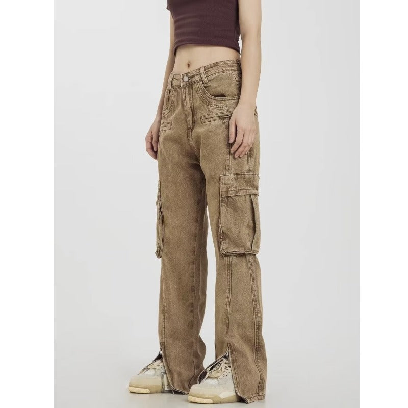 Overalls Men's And Women's Sports Loose Wide Leg Multi-pocket