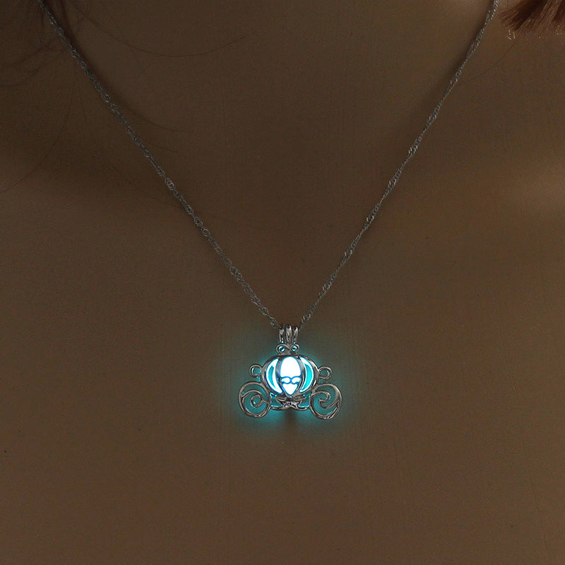 Halloween Pumpkin Cart glow-in-the-dark necklace