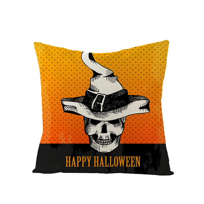 Home Halloween Pumpkin Linen Pillow Cover