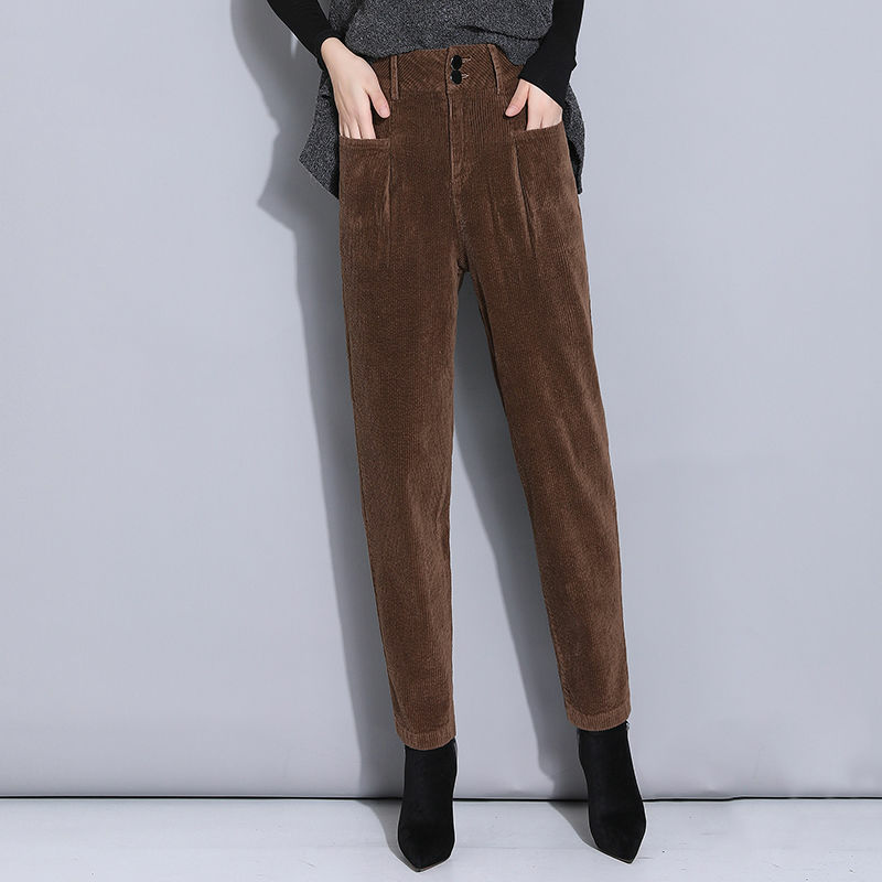 Loose Straight Tube Thickened Corduroy Pants For Women