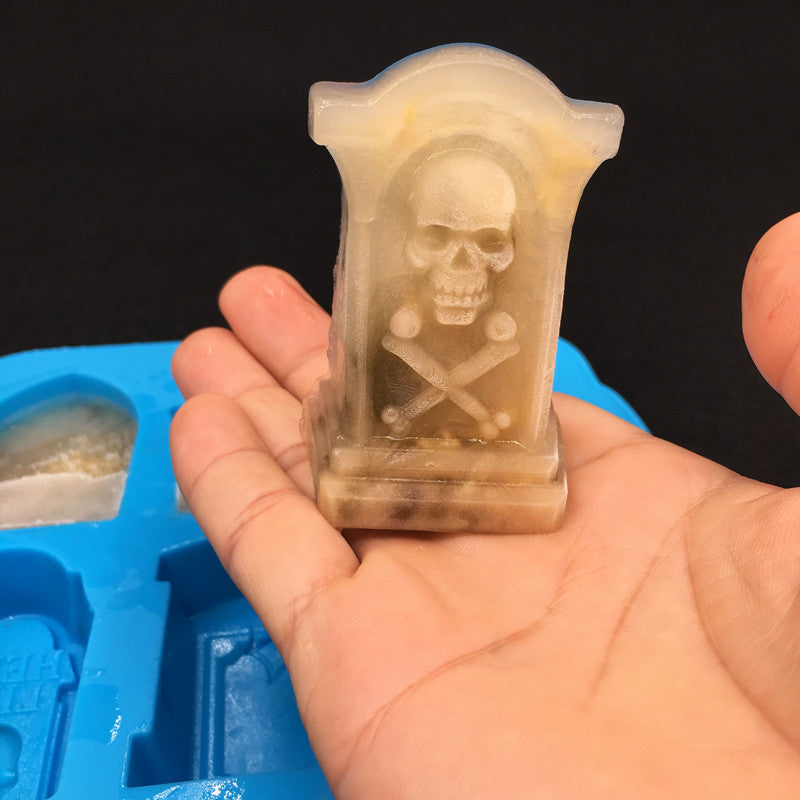 Tombstone Silicone Ice Tray Halloween Cake Mold Horror Evil Tombstone