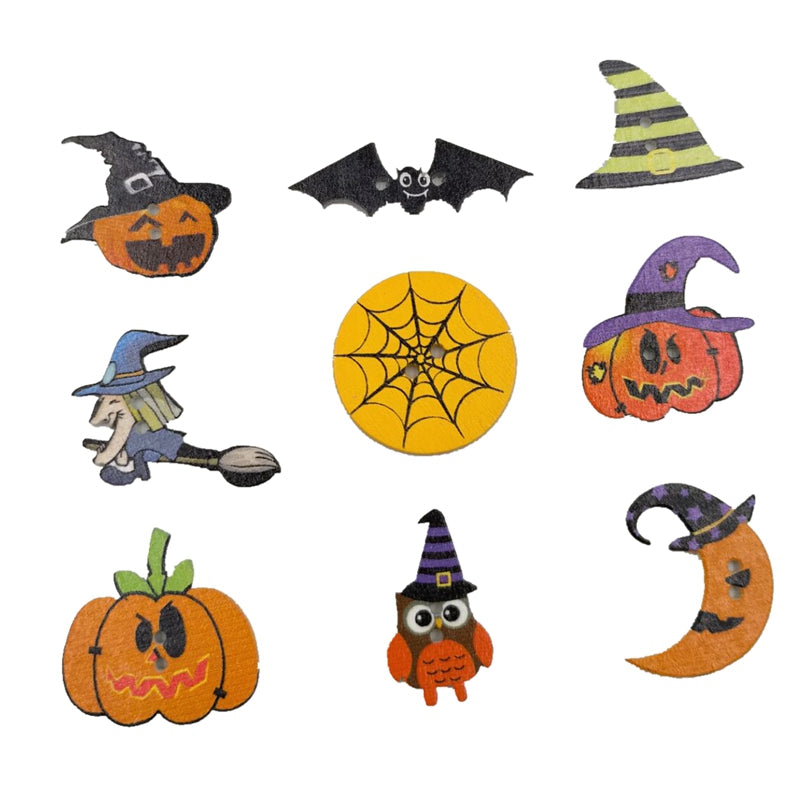 DIY White Background Painted Halloween Wood Chip Decoration Halloween Party Accessories