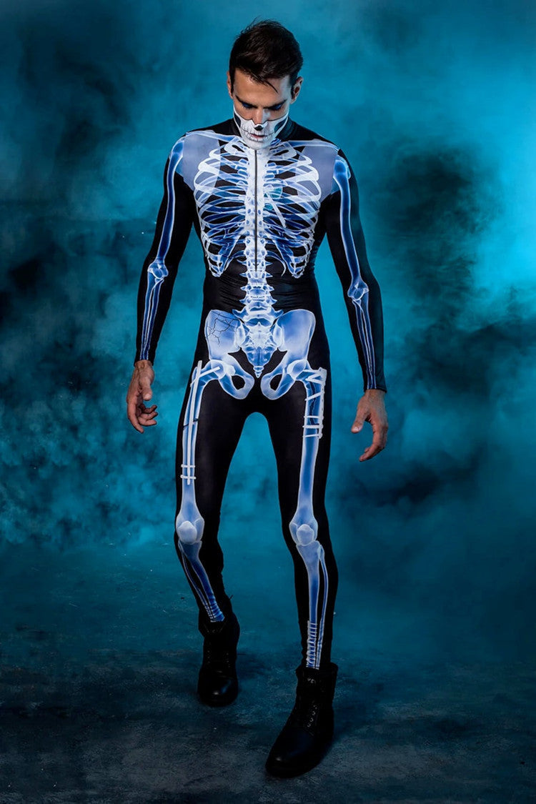 Men's Halloween 3d Horror Skull Frame Printing One-piece Evening Party