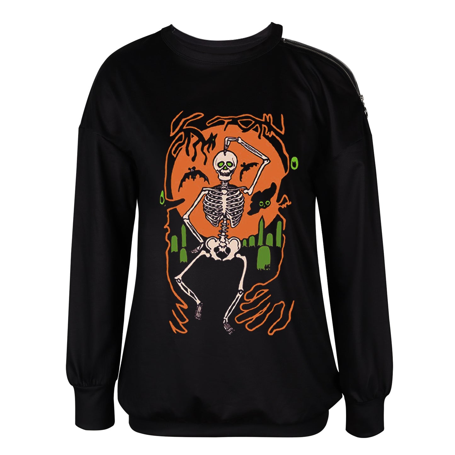 Women's Halloween Crew Neck Long Sleeve Sweatshirt
