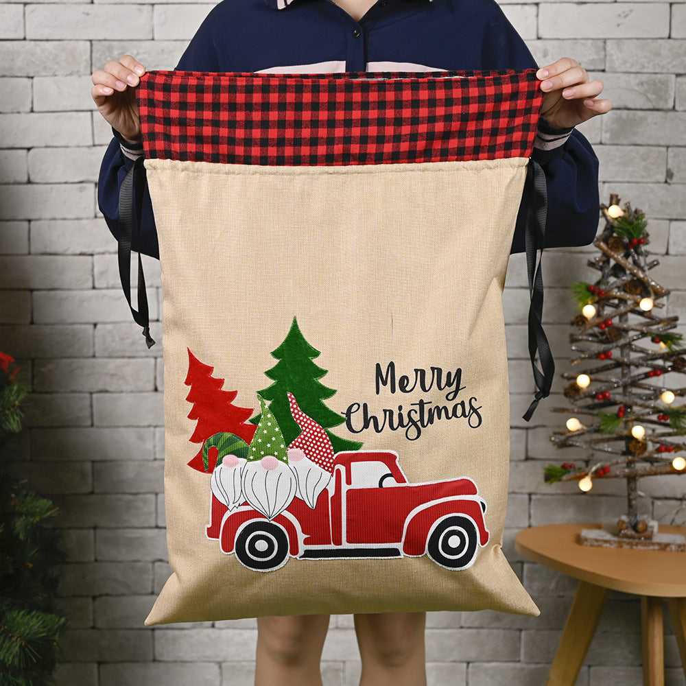 Christmas ornament forest old man car gift bag