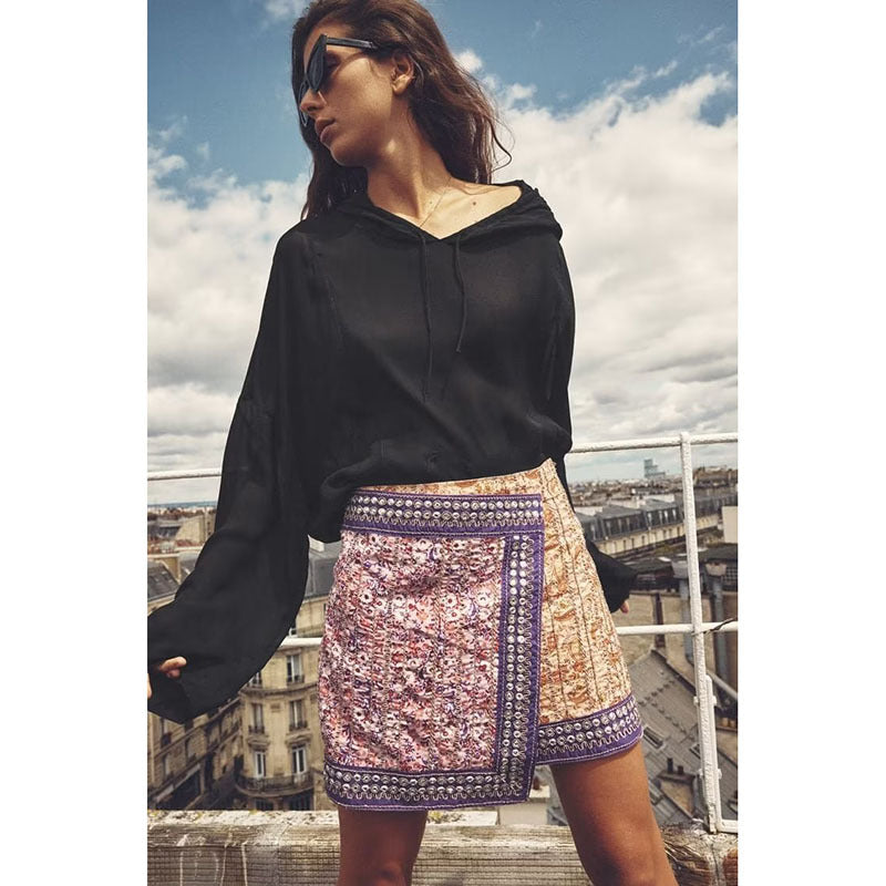 Women's High Waist Skirt With Lens Inlay