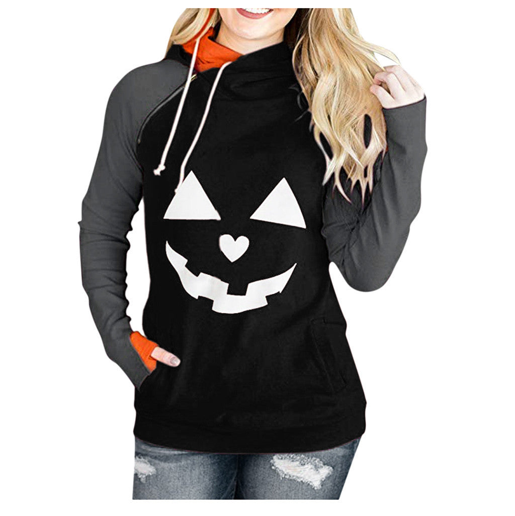 Halloween pumpkin printed women's sweater