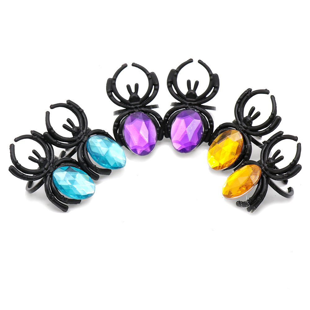 Gem Spider Halloween Plastic Toy Ring