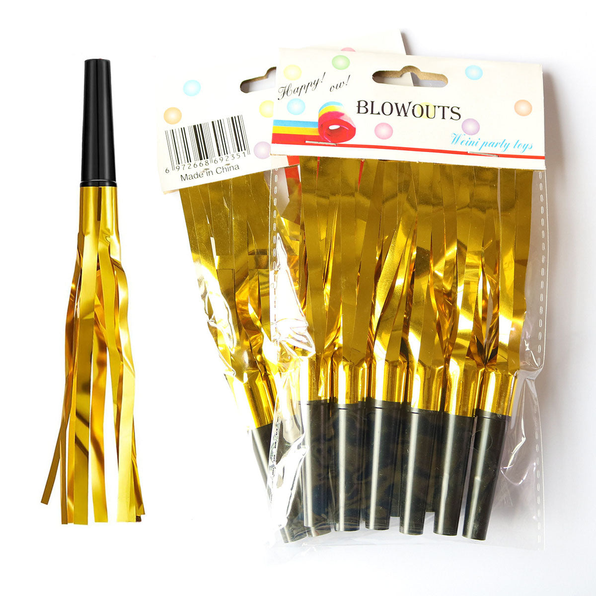 2024 New Year Decoration Golden Blowouts Speaker 65cm Rain Silk