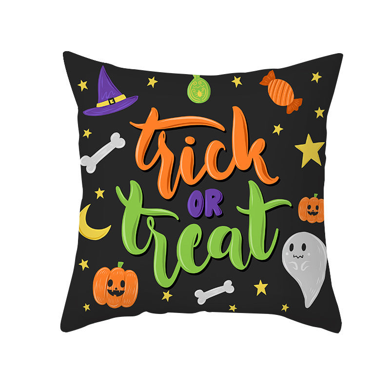 Home Cartoon Halloween Velvet Pumpkin Head Pillowcase